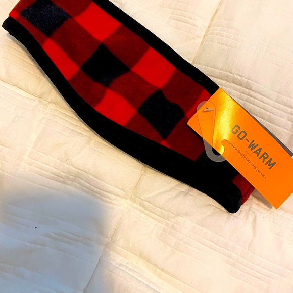 Red and Black Buffalo Plaid Fleece Hairband Earwarmer - Picture 1 of 4